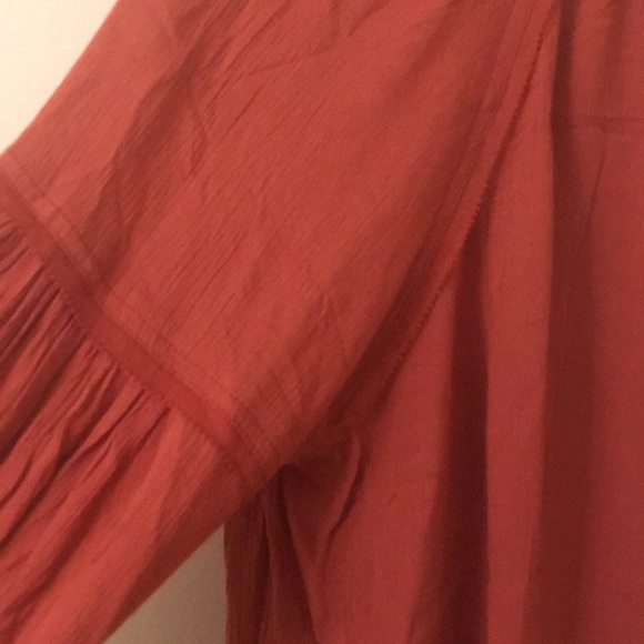 Free People Rust Orange Blouse Banda Crinkle - Picture 12 of 16